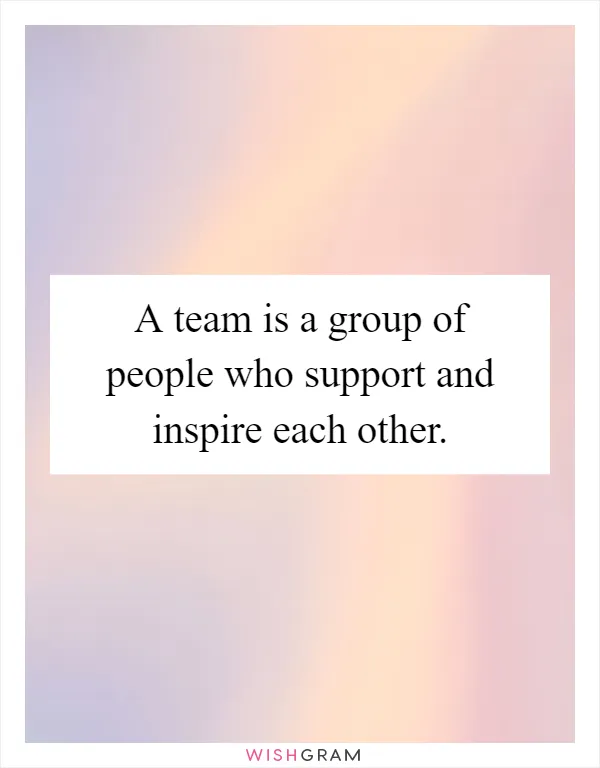 A team is a group of people who support and inspire each other