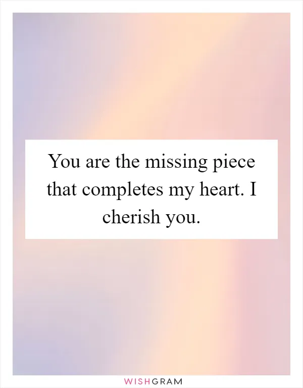You are the missing piece that completes my heart. I cherish you