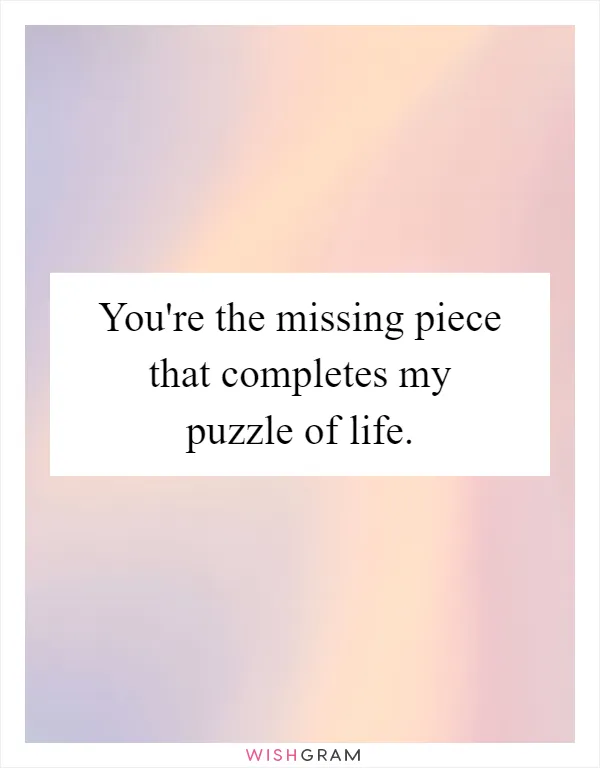You're the missing piece that completes my puzzle of life