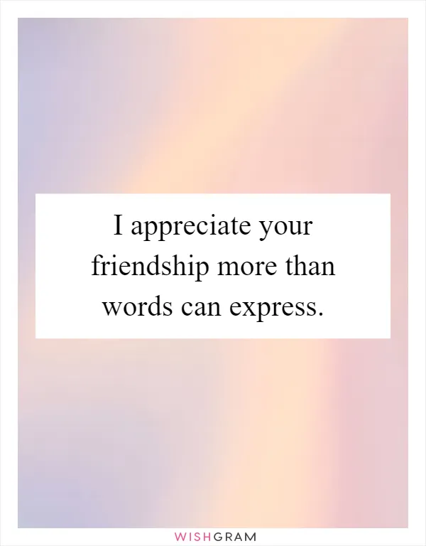 I appreciate your friendship more than words can express