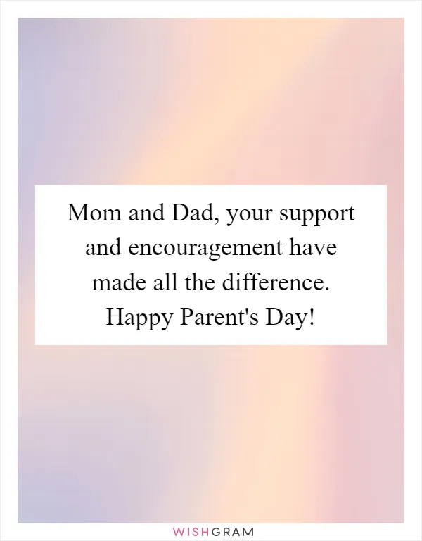 Mom and Dad, your support and encouragement have made all the difference. Happy Parent's Day!
