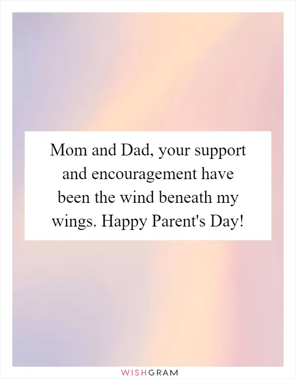 Mom and Dad, your support and encouragement have been the wind beneath my wings. Happy Parent's Day!