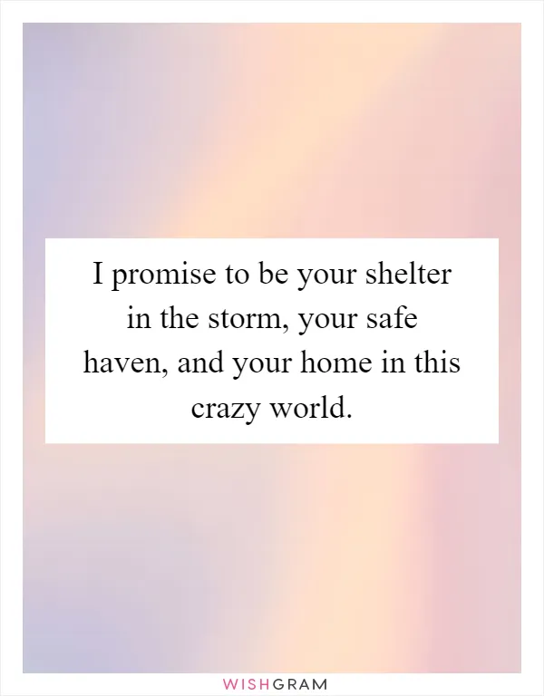 I promise to be your shelter in the storm, your safe haven, and your home in this crazy world