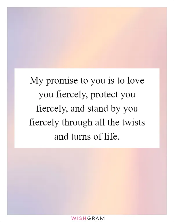 My promise to you is to love you fiercely, protect you fiercely, and stand by you fiercely through all the twists and turns of life