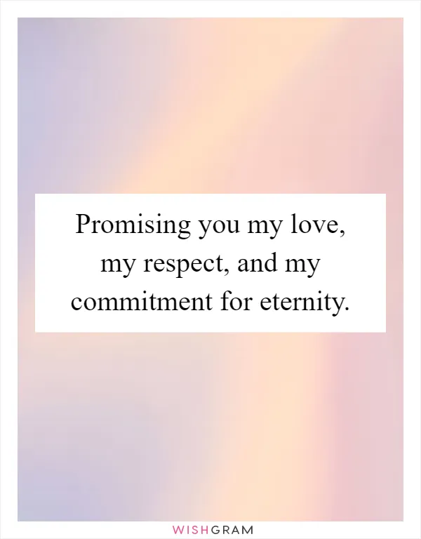 Promising you my love, my respect, and my commitment for eternity