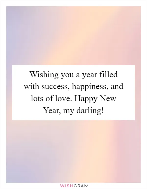Wishing you a year filled with success, happiness, and lots of love. Happy New Year, my darling!