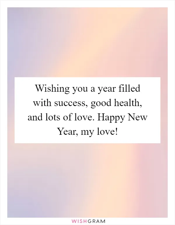 Wishing you a year filled with success, good health, and lots of love. Happy New Year, my love!