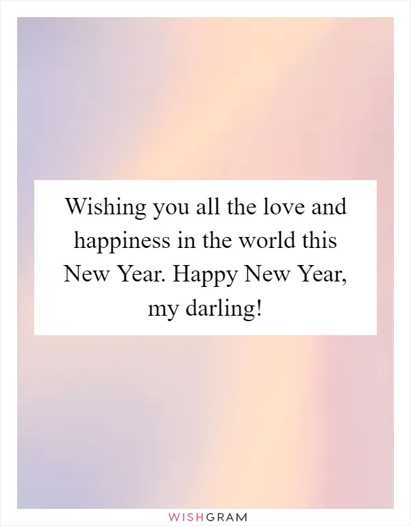 Wishing you all the love and happiness in the world this New Year. Happy New Year, my darling!