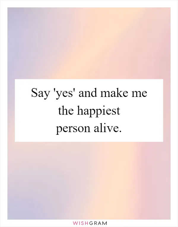 Say 'yes' and make me the happiest person alive