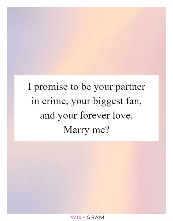 I promise to be your partner in crime, your biggest fan, and your forever love. Marry me?